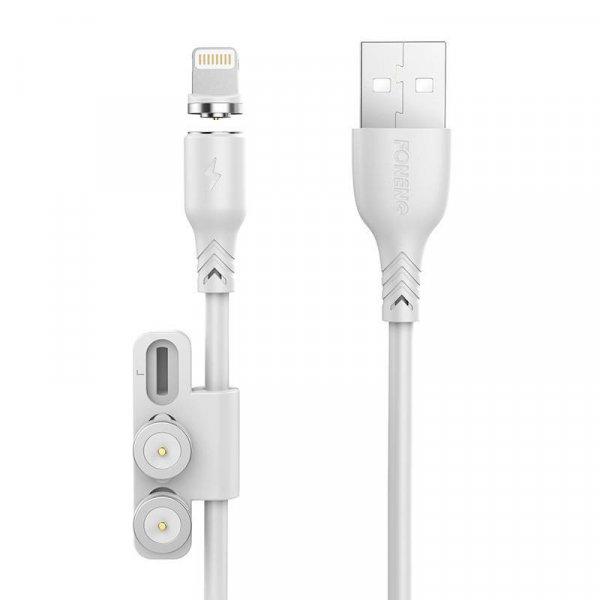 3 az 1-ben USB-kábel Foneng X62 mágnessel (fehér)