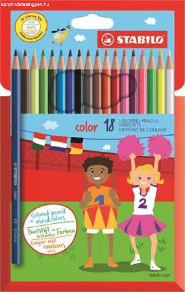 Színes ceruza készlet, hatszögletű, STABILO "Color", 18
különböző szín