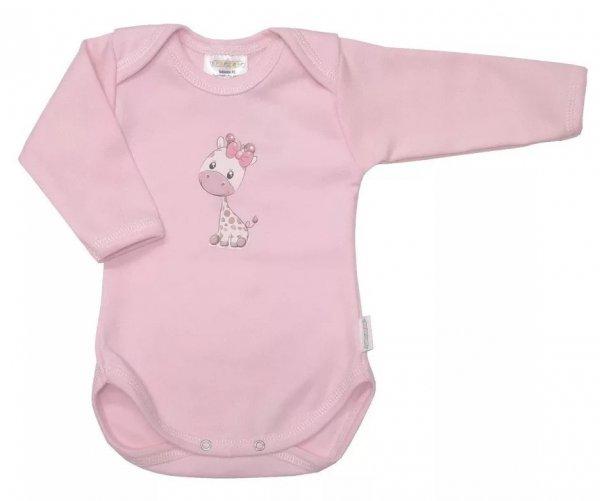 Babastar hosszú ujjú pamut body (50) Zsiráf It's a girl! rózsaszín 