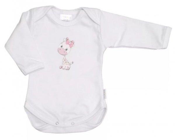 Babastar hosszú ujjú pamut body (74) Zsiráf It's a girl! fehér
