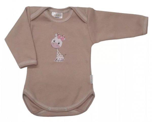 Babastar hosszú ujjú pamut body (68) Zsiráf It's a girl! mogyoró 