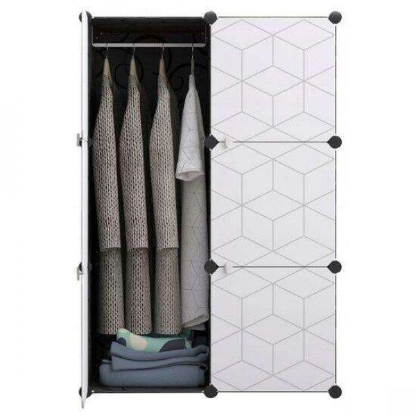 Moduláris szekrény, Mufart, műanyag, 3 rekesz, hely a ruhák számára,
75x37x110 cm