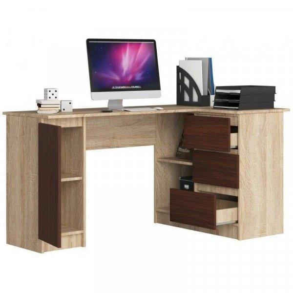 Saroki számítógépes asztal, laminált lap, 3 fiók, 4 polc, tölgy és
wenge, 155x85x77 cm