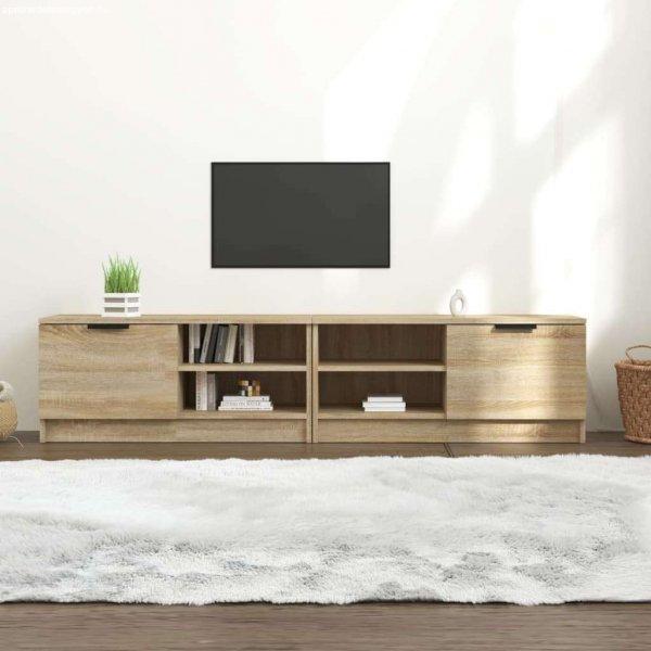 vidaXL 2 db sonoma-tölgy színű szerelt fa TV-szekrény 80x35x36,5 cm