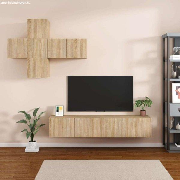 vidaXL 7 részes sonoma tölgyszínű szerelt fa TV-szekrényszett