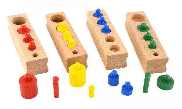 Montessori hasábocskák fogókkal (4 színes mini készlet)