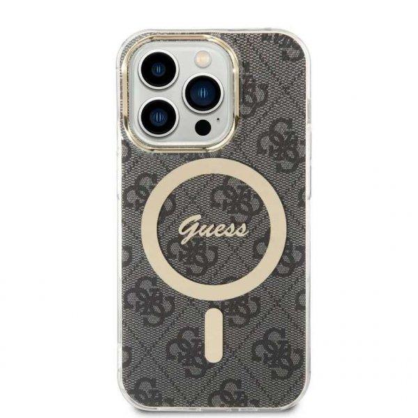 Guess 4G IML MagSafe kompatibilis hátsó borítás iPhone 14 Pro-hoz Fekete tok
