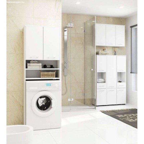 Fürdőszoba szekrény mosógép számára, laminált lap, 4 polc, 2 ajtó,
fehér, 64x30x180 cm