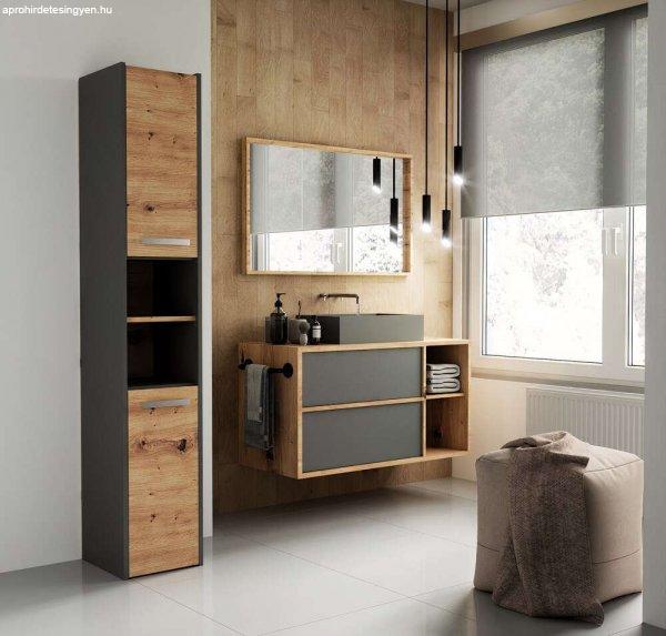 Riano MIX S30 fürdőszoba szekrény, 170x30x30 cm, antracit-tölgy