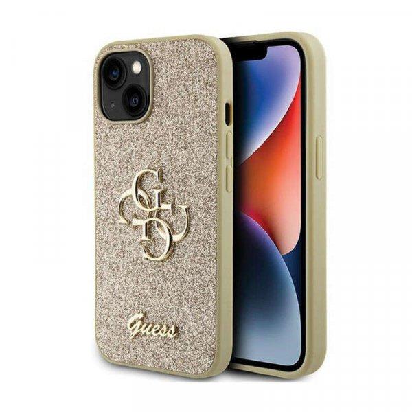 Guess Glitter Script Big 4G - telefontok iPhone 15 Plus arany