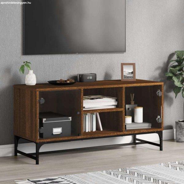 vidaXL barna tölgyszínű TV-szekrény üvegajtókkal 102 x 37 x 50 cm