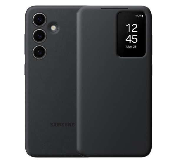 SAMSUNG tok álló (aktív FLIP, oldalra nyíló, átlátszó előlap) FEKETE
Samsung Galaxy S24 (SM-S921)