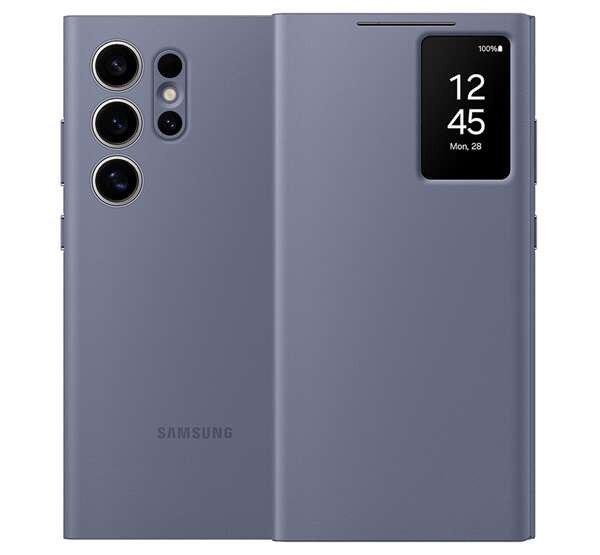 SAMSUNG tok álló (aktív FLIP, oldalra nyíló, átlátszó előlap) LILA
Samsung Galaxy S24 Ultra (SM-S928)