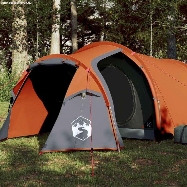 vidaXL 185T Taffeta 4-személyes szürke-narancs sátor 360x135x105 cm