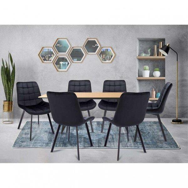 Skandináv stílusú szék, Jumi, Adoro, bársony, fém, fekete, 52x62x85 cm