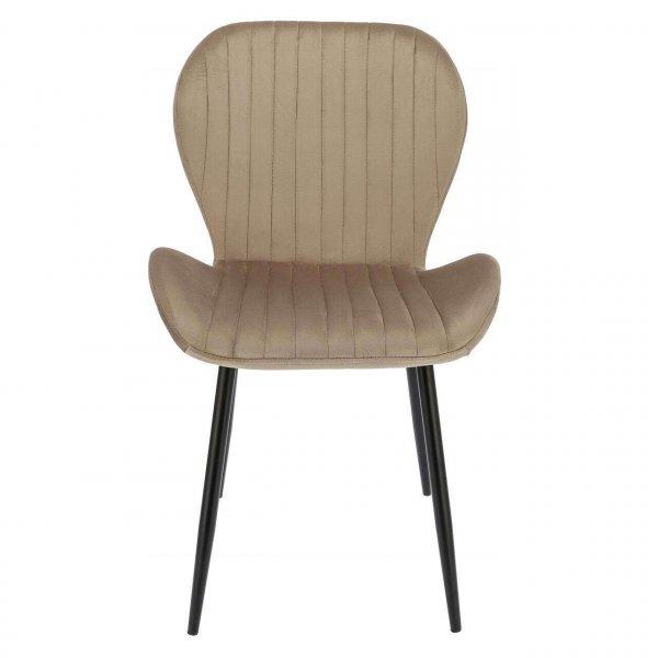 Skandináv stílusú szék, Jumi, Veira, bársony, fém, bézs, 52x57x85 cm