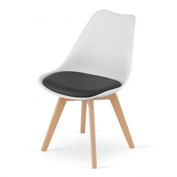 Skandináv stílusú szék, Mercaton, Mark, PP, fa, fehér, fekete párna,
49x43x82 cm, 49x43x82 cm