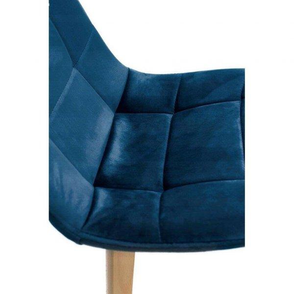 Skandináv stílusú szék, velúr és PU, sötétkék, 43x54x81 cm, Colin