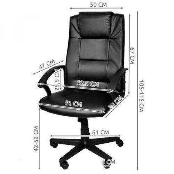 IsoTrade Malatec irodai szék, forgó, billenthető, öko bőr, fekete, max 100
kg, 61x61x105 / 115 cm