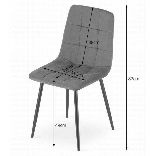 Skandináv stílusú szék, Kara, bársony, fém, szürke és fekete,
44.5x50.5x87 cm, 44.5x50.5x87 cm