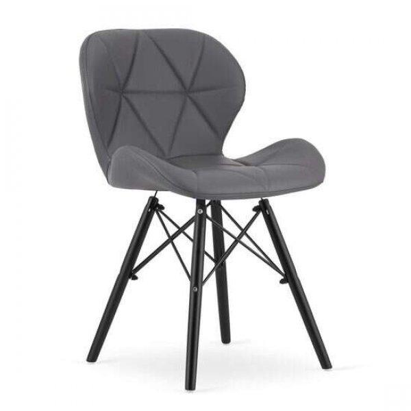 Skandináv stílusú szék, Mercaton, Lago, öko-bőr, fa, szürke és fekete,
47.5x52x74 cm