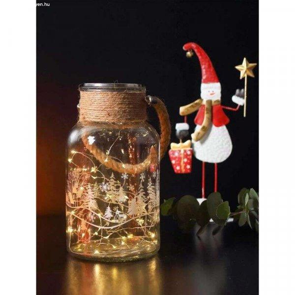 Karácsonyi dekoráció, üvegedény rúddal, LED, 3xAAA, IP44, 13x23,5 cm