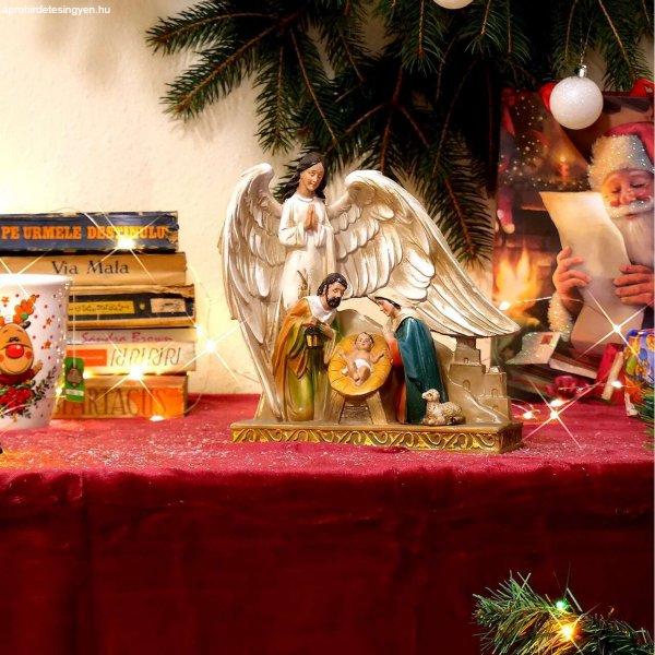 Karácsonyi dekoráció, polirezin, Jézus születése, angyal, 21,5 cm, Magic
Home