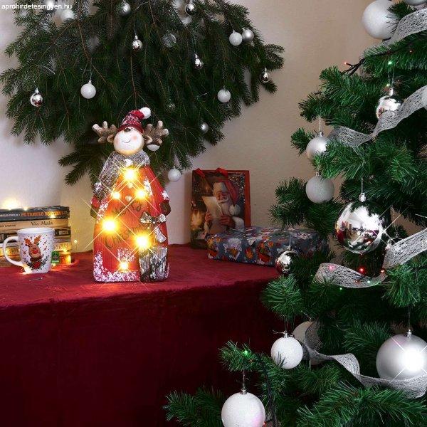 Karácsonyi dekoráció, kerámia, rénszarvas piros ingben, Merry Christmas,
LED, 3xAAA, 19x10x42 cm, Chomik