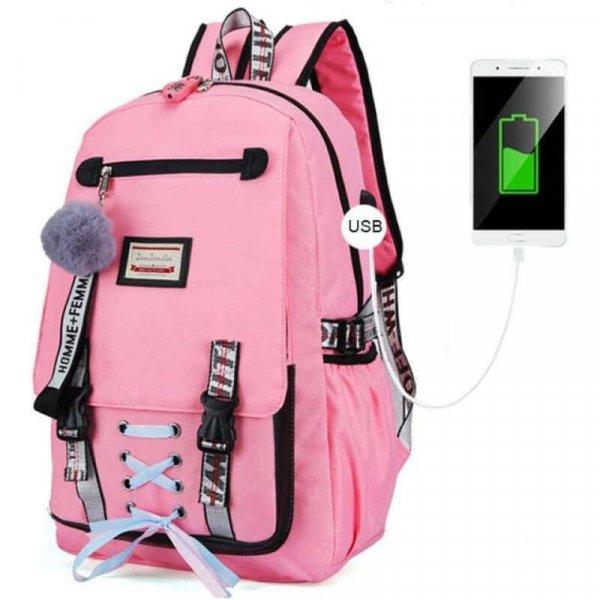 Smart Mercaton® hátizsák gyerekeknek, Vízálló anyag, USB port,
Lopásgátló zár, 20 – 35 L, 30 x 14 x 47 cm, Rózsaszín
