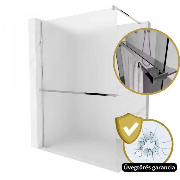 HD Arlo+ Matt Walk-In zuhanyfal 8 mm vastag vízlepergető biztonsági matt
üveggel, 200 cm magas, króm profillal és távtartóval