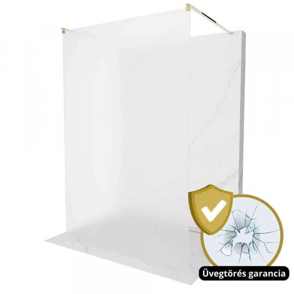 HD Arlo Matt Light Gold szabadonálló Walk-In zuhanyfal 8 mm vastag
vízlepergető biztonsági matt üveggel, 200 cm magas, két távtartóval