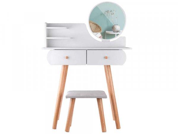 Skandináv stílusú fehér fésülködőasztal, tükörrel, kis székkel - 39
cm x 80 cm