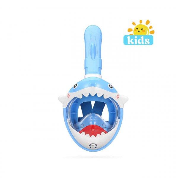 Snorkeling maszk tubus gyerekeknek, cápa modell, kék