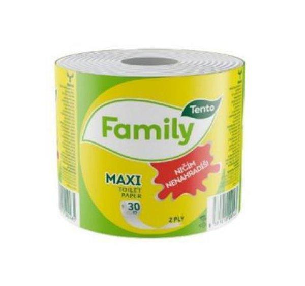 Toalettpapír, 2 rétegű, kistekercses, 64 tekercs, TENTO, "Family
Maxi", natúr