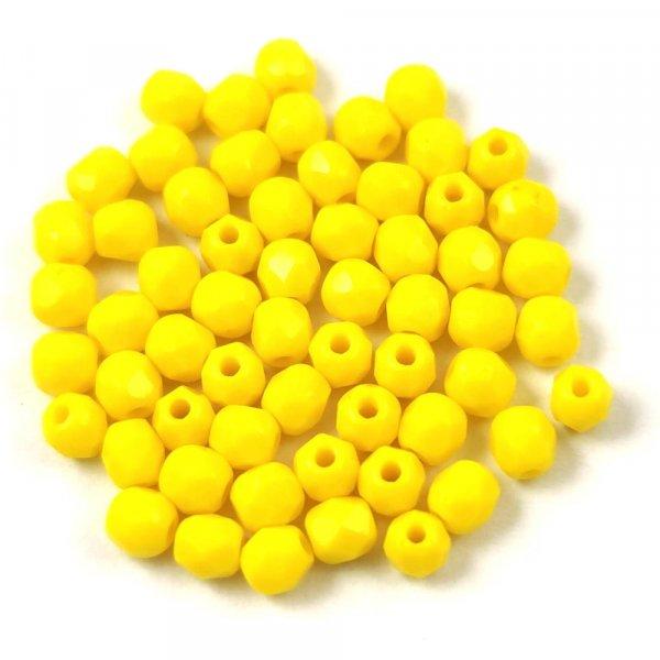 Cseh csiszolt golyó gyöngy - Opaque Yellow - 3mm
