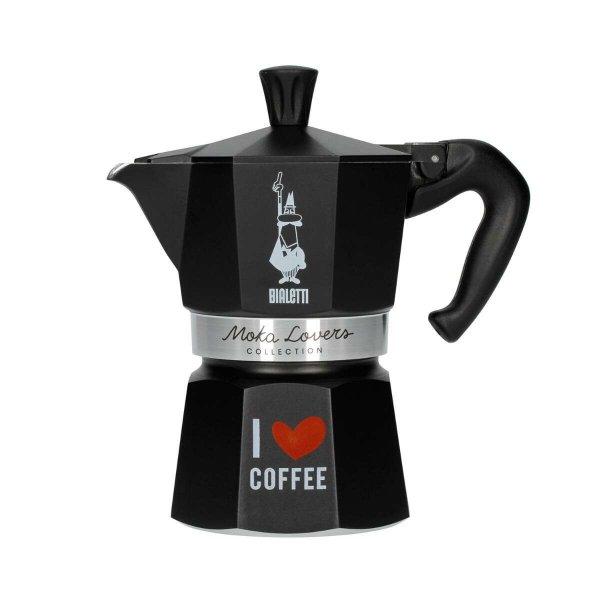 Bialetti Moka Express Mokkafőző 3 csészés - I Love Coffee #fekete