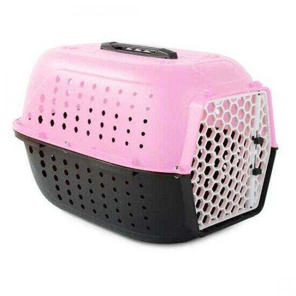 Kutya/macska szállítóketrec/táska, Verk Group, műanyag, rózsaszín és
nergu, 48x32x30 cm