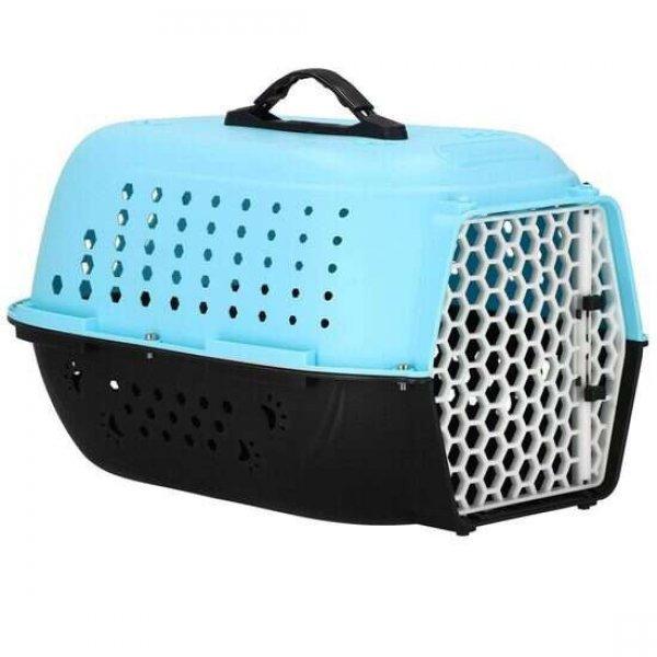 Kutya/macska hordtáska, Springos, kék és fekete, műanyag, max 7 kg, 48x33x28
cm