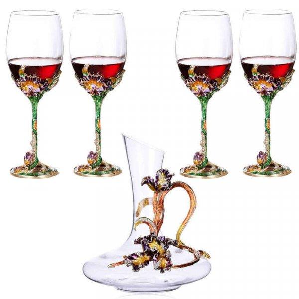 5 db Mercaton® Fleur-de-Lis, boros pohár és 4 db vintage pohár készlet,
kézzel készített, 1500 / 350 ML