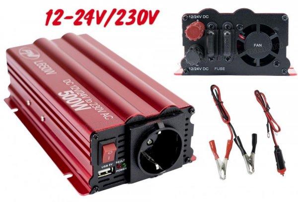 Feszültségátalakító Dual inverter 12V24V/230V 500 Watt PNI ML650W-DV-12/24V