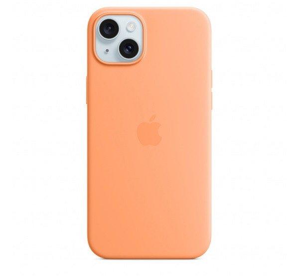 Apple iPhone 15 Plus MagSafe szilikon tok, narancssörbet
