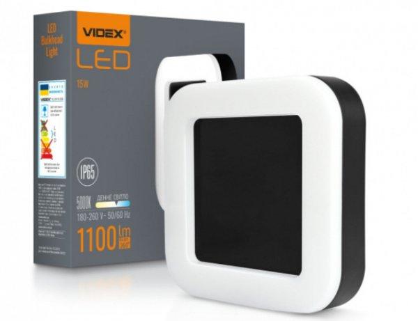 Videx Art 15 W-os 190x190 mm négyzet alakú natúr fehér  fekete mennyezeti
lámpa IP65-ös védettségű