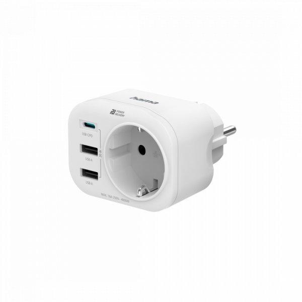 Hama konnektor töltőadapterrel 2 USB-A 1 USB-C "PD" 20W(223342)