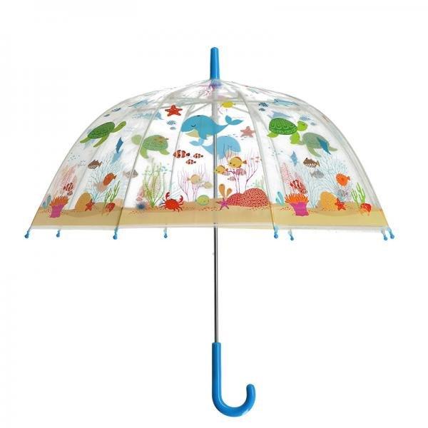 Átlátszó gyerek esernyő, tengeri állatvilág mintával KG257