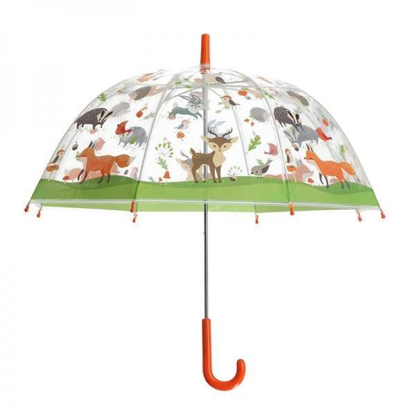 Átlátszó gyerek esernyő, erdei állatok mintával KG261