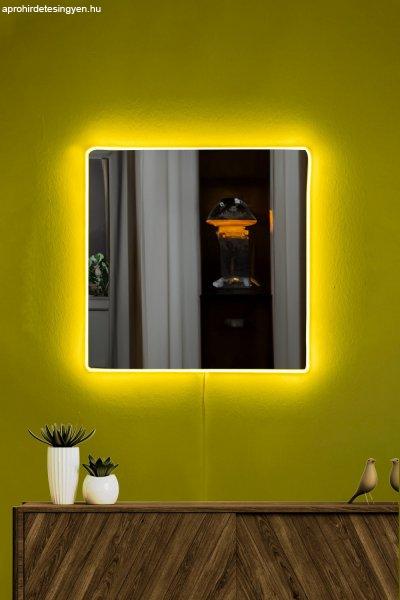 Square 30 x 30 cm Tükör LED -es világítással 30x30 Sárga