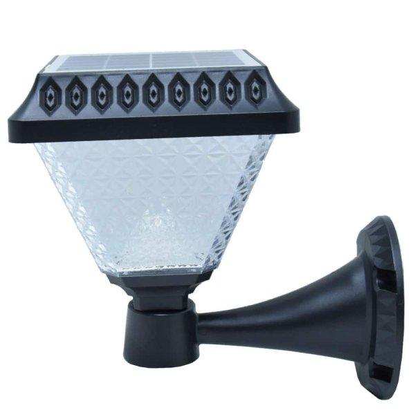 Napelemes fali lámpa szögletes üveg hatású
vízálló műanyag házzal és
mozgásérzékelővel - retro megjelenésű
szolár lámpa (BBD)