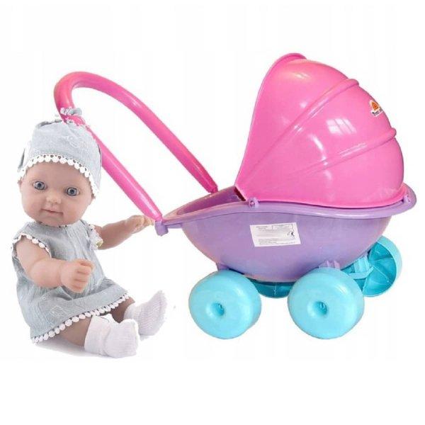 Műanyag játék babakocsi lecsukható
árnyékolóval – járássegítő
játék és baba kiegészítő kislányoknak
vidám színekben - 41 x 30 x 44 cm (BBJ)