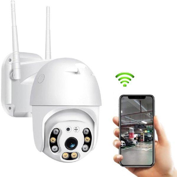 Telefonról vezérelhető PTZ01 WIFI-s biztonsági kamera -
mozgásérzékelős, 360°-ban forgatható,
időjárásálló - fehér (BBV) (BBD)