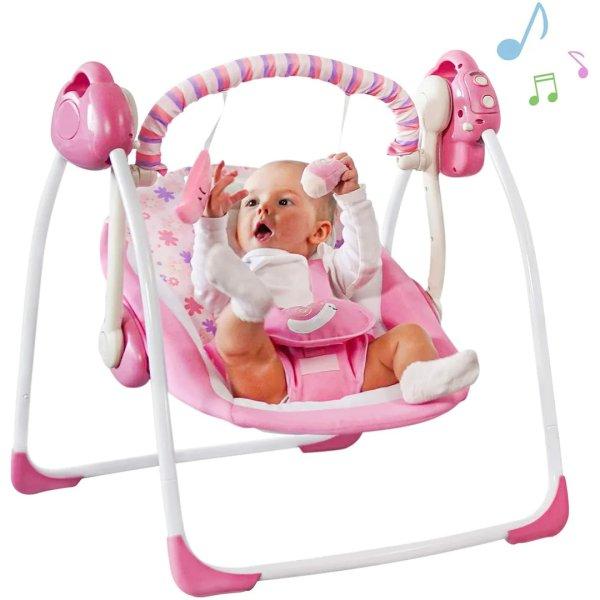 Hordozható baba hinta és pihenőszék
önműködő ringató funkcióval -
rózsaszín (BBJ)